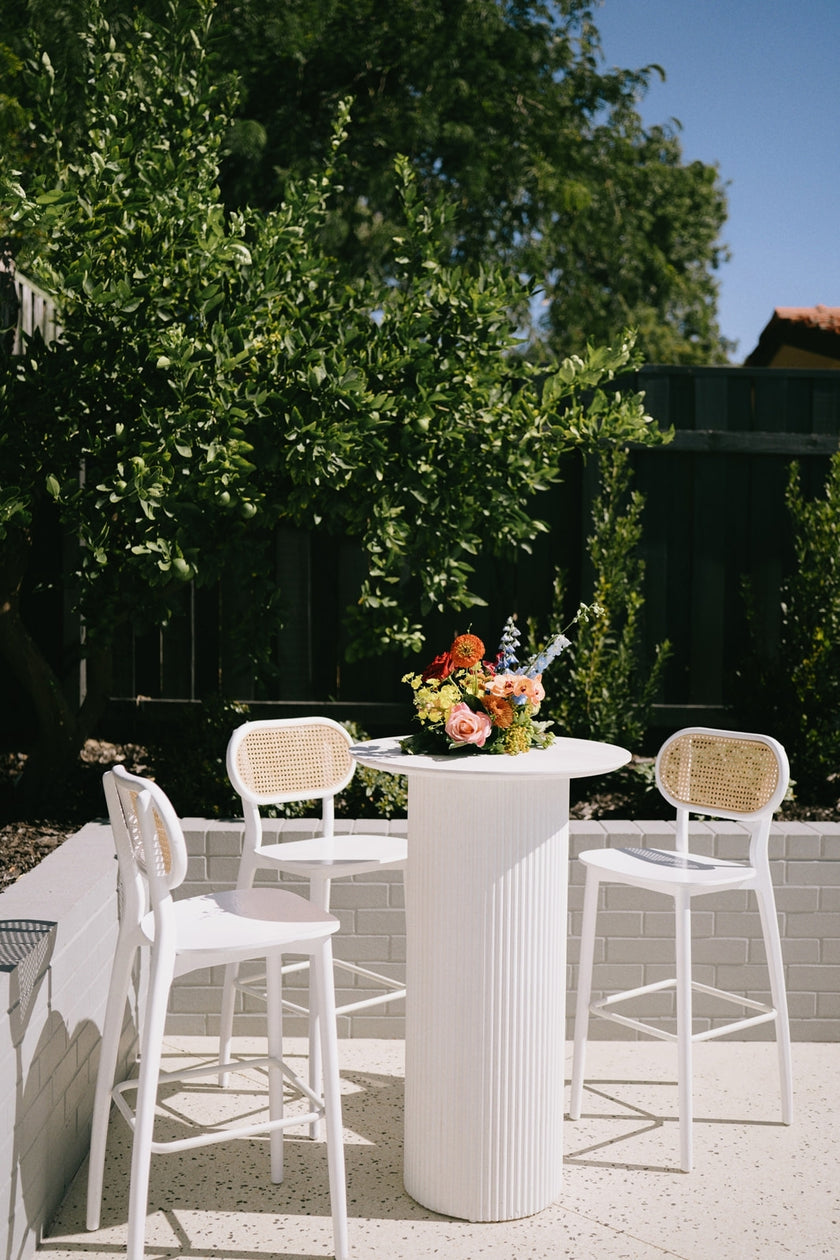 Bamboo Ribbed High Bar Table – Matte White