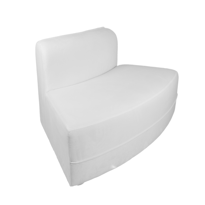 White velvet outer curved couch