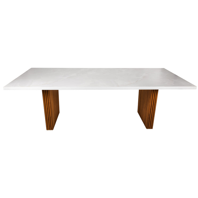 Marble Rectangular Dining Table – With Bamboo Legs