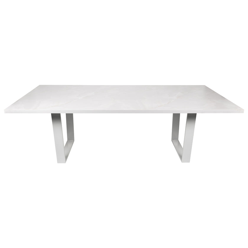 Marble Rectangular Dining Table – With White Legs