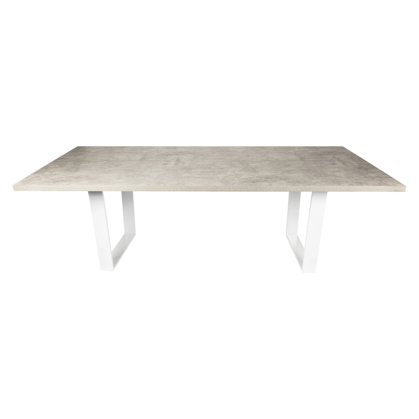 Concrete Rectangular Dining Table – With White Legs