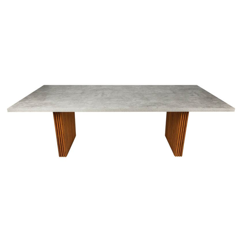 Concrete Rectangular Dining Table – With Bamboo Legs