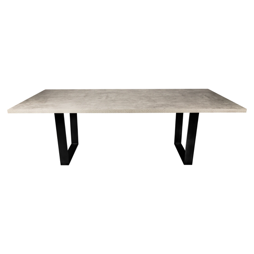 Concrete Rectangular Dining Table – With Black Legs