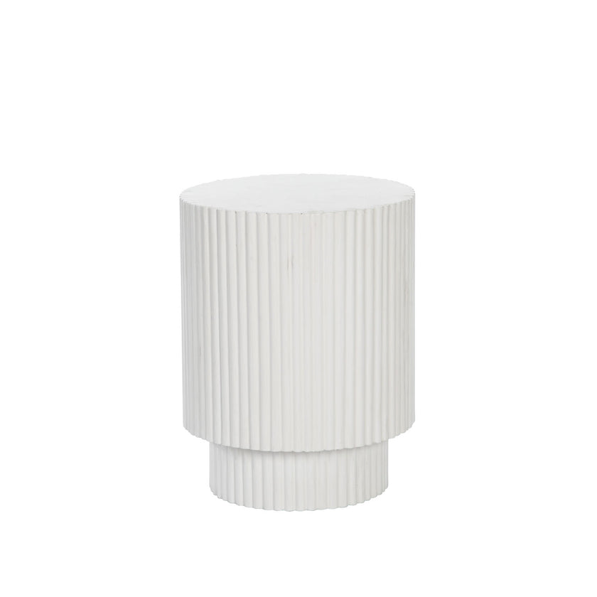 White Ribbed Side Table