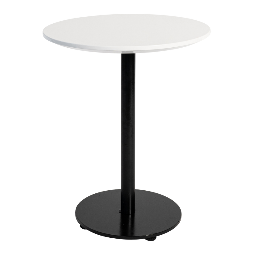 White Round Side Table – With Black Base